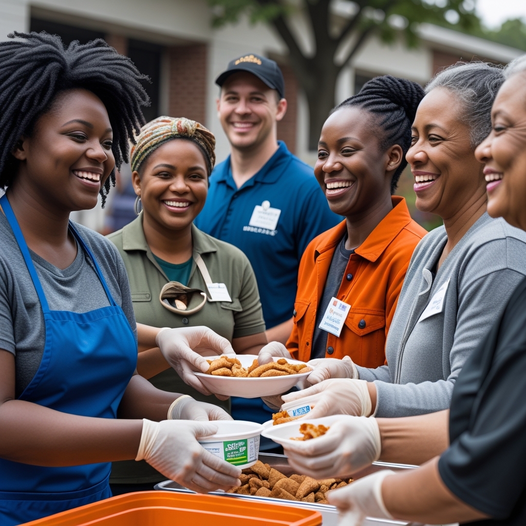 Volunteers Serving